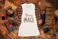 Women&#039;s Blank White T-Shirt Styled Apparel Fall Shirt Mockup Product Image 1