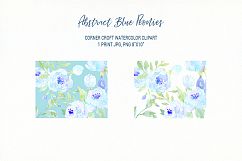 Abstract Blue Peony Clip Art, Watercolor blue peony clipart Product Image 6