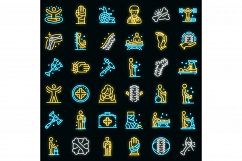 Chiropractor icons set vector neon Product Image 1