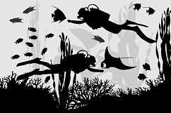 Diver in coral reef Product Image 1