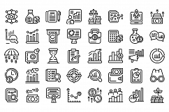 Market forecast icons set, outline style Product Image 1