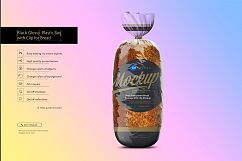 Black Glossy Plastic Bag with Clip for Bread Product Image 4