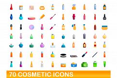 70 cosmetic icons set, cartoon style Product Image 1