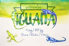 Exotic iguana in a watercolor PNG set Product Image 1