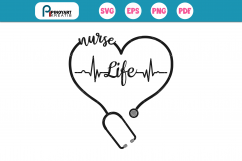 Nurse svg, Nurse Life svg, Nursing svg, Heartbeat svg, svg Product Image 1