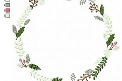 Floral Wreath Leaves Wreath Font Frame Design - EMBROIDERY DESIGN FILE - Instant download - Vp3 Hus Dst Exp Jef Pes format hoop 4x4 5x7 6x10 Product Image 4