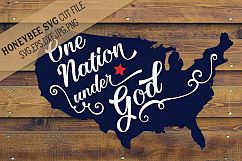 One Nation Under God Map SVG Cut File Product Image 1