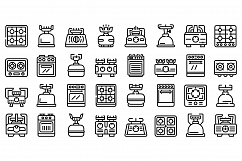 Burning gas stove icons set, outline style Product Image 1