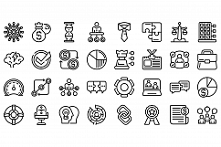 Business collaboration icons set, outline style Product Image 1