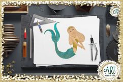 Mermaids Clipart design in Turquoise - Huge Set of : PNG files Product Image 14