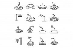 Modern surgical light icons set, outline style Product Image 1