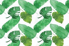 Palm leaf pattern, Tropical leaves digital paper, Digital Scrapbook Paper, Tropical background, Tropical texture, watercolor palm leafs Product Image 3