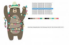Brown Bear with Christmas Lights ~ Machine Embroidery Design in 2 sizes - Instant Download Product Image 2