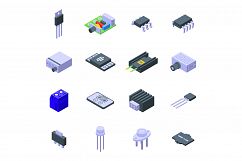 Voltage regulator icons set, isometric style Product Image 1