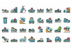 Car accident icons set vector flat Product Image 1