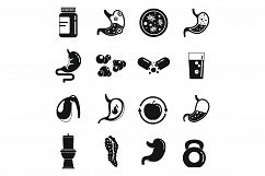 Digestion system icons set, simple style Product Image 1