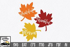 Grateful Thankful Blessed SVG - Fall SVG Cut File - DXF EPS Product Image 1