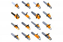 Electric saw icons set, cartoon style Product Image 1