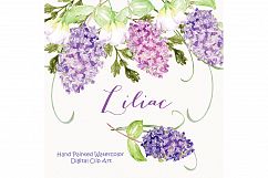 Watercolor Liliac flowers clipart Product Image 1