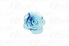 Watercolor Pink and Blue Roses and leafs clip art pack, png Product Image 8