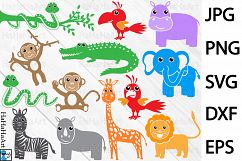 Safari animals Monogram - Clip art / Cutting Files - 91c Product Image 1