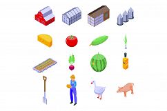 Eco farming icons set, isometric style Product Image 1