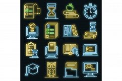 Preparation for exams icons set vector neon Product Image 1