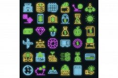 Millionaire icons set vector neon Product Image 1