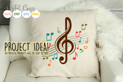 Treble clef with music notes SVG / DXF / EPS / PNG files Product Image 2