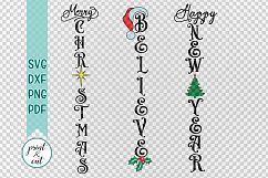 Merry Christmas Happy New Year Believe bundle vertical sign Product Image 2