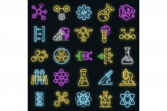 Chemistry lab icon set vector neon Product Image 1
