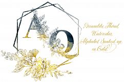 Dreamlike Floral Watercolor Alphabet Gold Touched Product Image 1