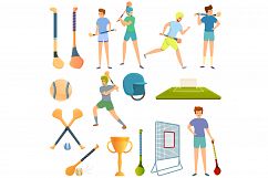 Hurling icons set, cartoon style Product Image 1