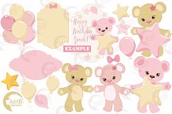 Teddy bear, nursery, baby girl, baby pink bear, clipart, graphics, llustrations AMB-1450 Product Image 3