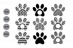 Paw Print SVG, Paw Print Monogram, Dog Paw SVG, Die Cuts, Cutting File, Vinyl Cutter, Monogram Frames, Dog Paw Monogram, Commercial Use. Product Image 2