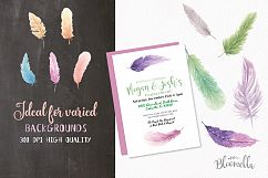Feathers 38 Elements Watercolor Pretty Boho Mix Colourful Product Image 3