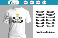 Queens are Born svg, Queen svg, Birth Month svg,Birthday svg Product Image 1