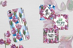 Purple amaryllis PNG watercolor set Product Image 6