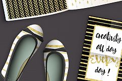 Digital Paper Pack Black White Gold - seamless patterns Product Image 4