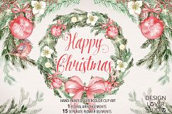 Watercolor &quot;Happy Christmas&quot; 1. Product Image 1