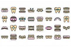 Tooth braces icons set vector flat Product Image 1
