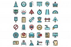 Driving school icons set vector flat Product Image 1