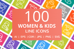 100 Women &amp; Kids Line Multicolor B/G Icons Product Image 1