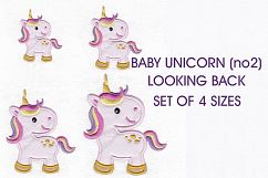 Unicorn Baby Looking Back Applique Machine Embroidery Design Product Image 1