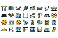 School gym icons set vector flat Product Image 1