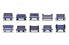 Park bench icons vector flat Product Image 1