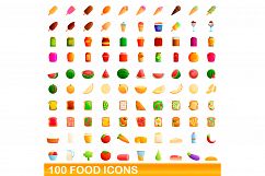 100 food icons set, cartoon style Product Image 1