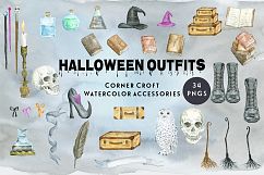 Watercolor Halloween Outfit Clipart Product Image 2