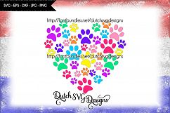 Cutting file pawprints in heart shape, in Jpg Png SVG EPS DXF, for Cricut &amp; Silhouette, paw svg, pawprint svg, paw print svg, paw heart svg Product Image 1