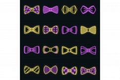 Bowtie icon set vector neon Product Image 1